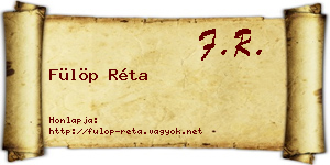 Fülöp Réta névjegykártya
